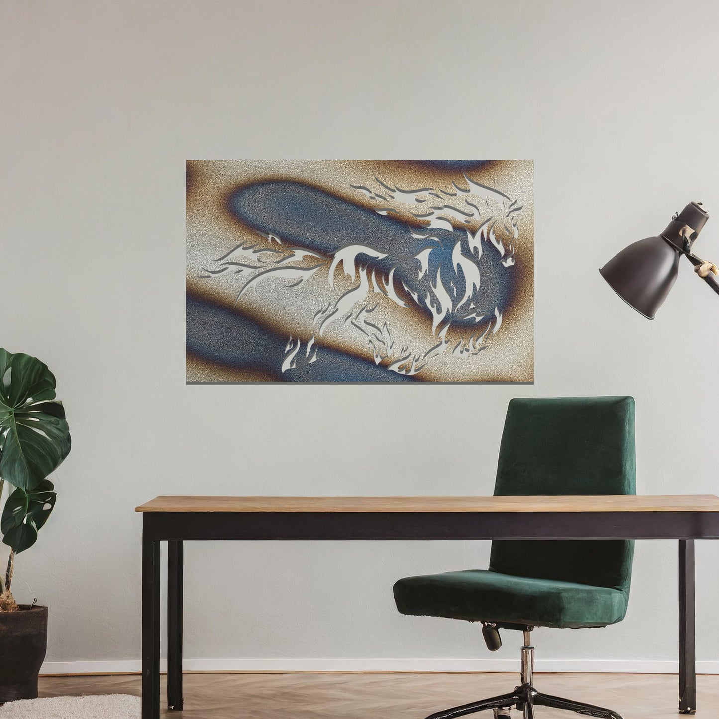 Flaming Metal Horse Hanging Wall Art: Fiery Steed of Power and Freedom