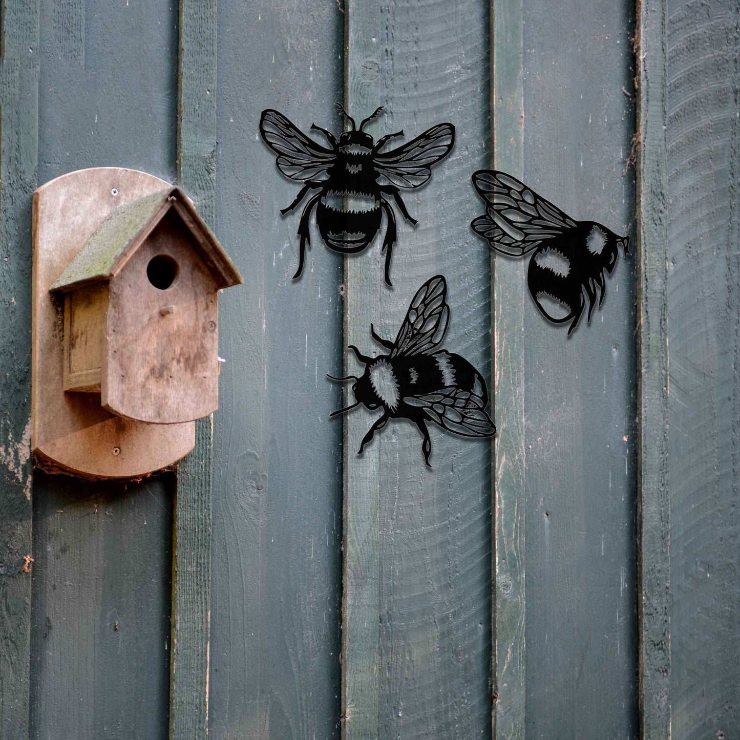 Set of 3 Metal Bees, Rusty Metal Art, Rusted Bumblebee, Garden Gift