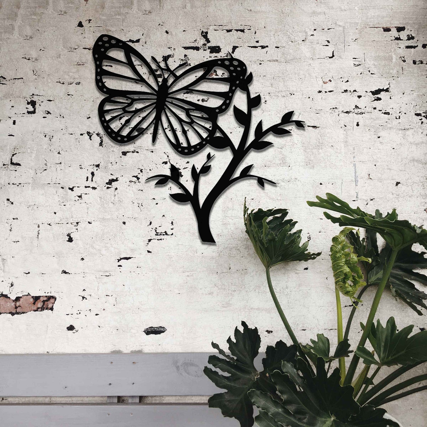 Metal Butterfly On Branch Art, Rustic Butterfly gift, Rusty Butterflies Gift