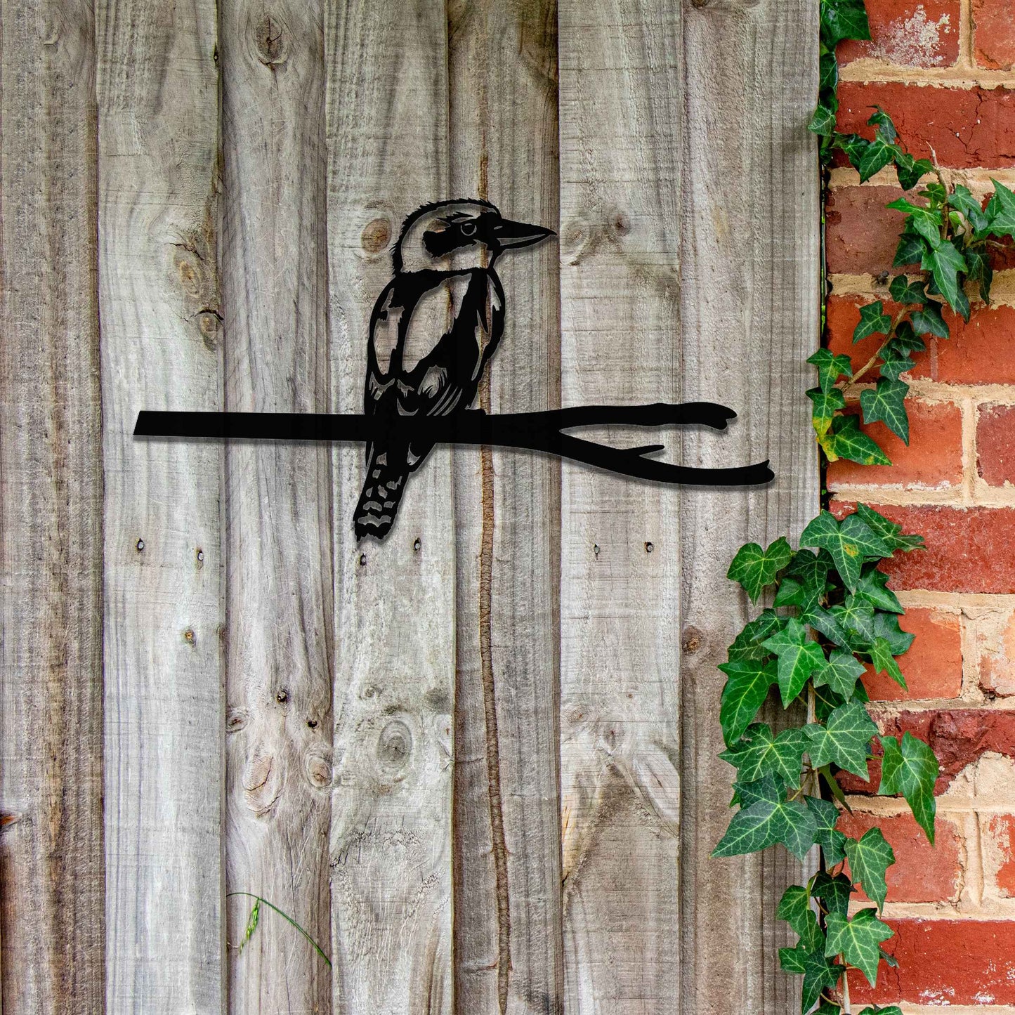 Metal Kookaburra on Branch, Garden decor, Rusty Bird Garden Art