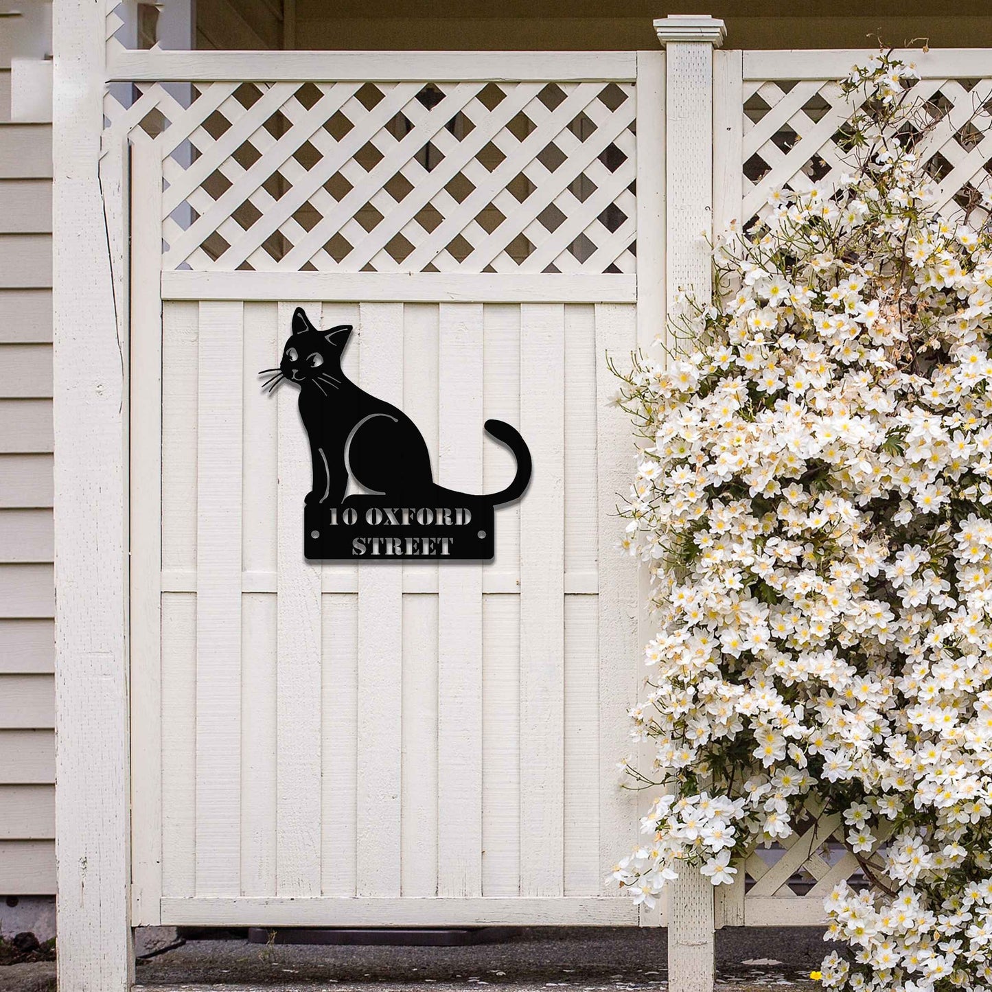 Metal Cat Welcome Sign Decor, Rusty Metal Wall Art, Metal Cat House Plaque