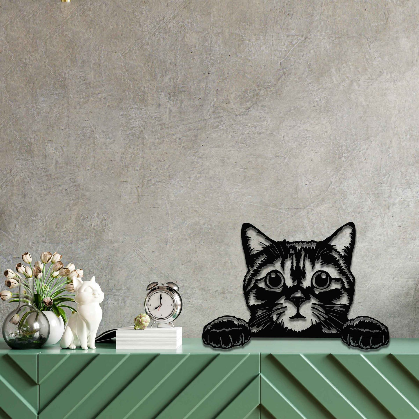 Funny Metal Peaking Cat, Rustic Cat Wall Decor, Cat gift, Rusty Cat Gift