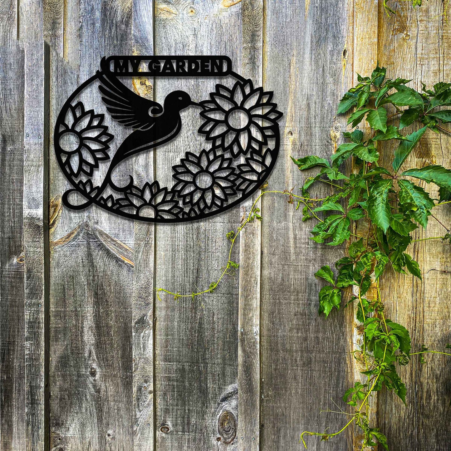 My Garden Sign, Metal Garden Sign, Rusted Metal Decor, Metal Garden Bird