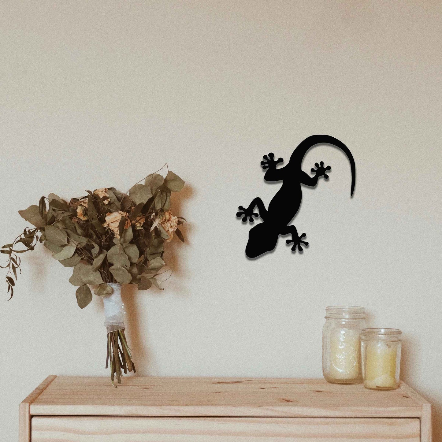 Rusty Metal Leopard Gecko Wall Decor, Gecko Garden Wall Sculpture