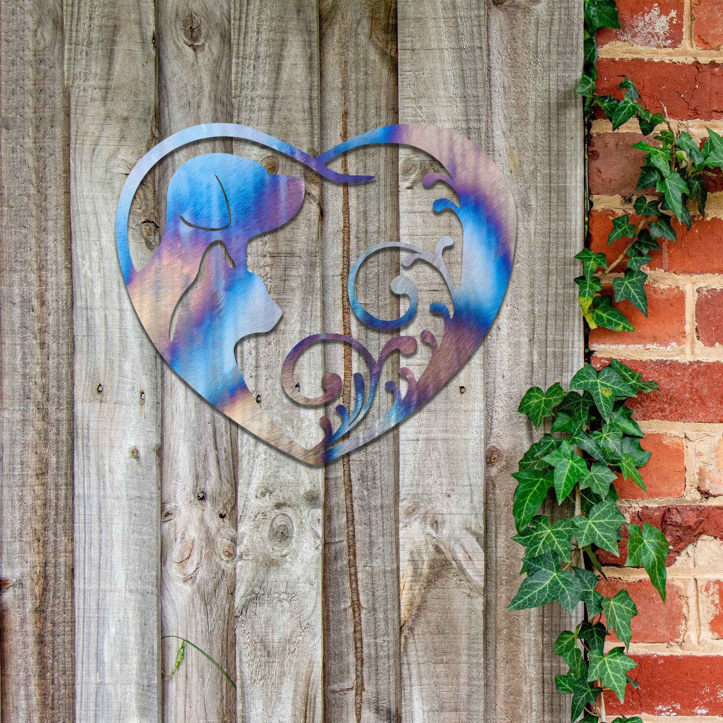 Metal Love Heart, Cat and Dog Heart Cat Metal Wall Heart, Rusty Garden Decor