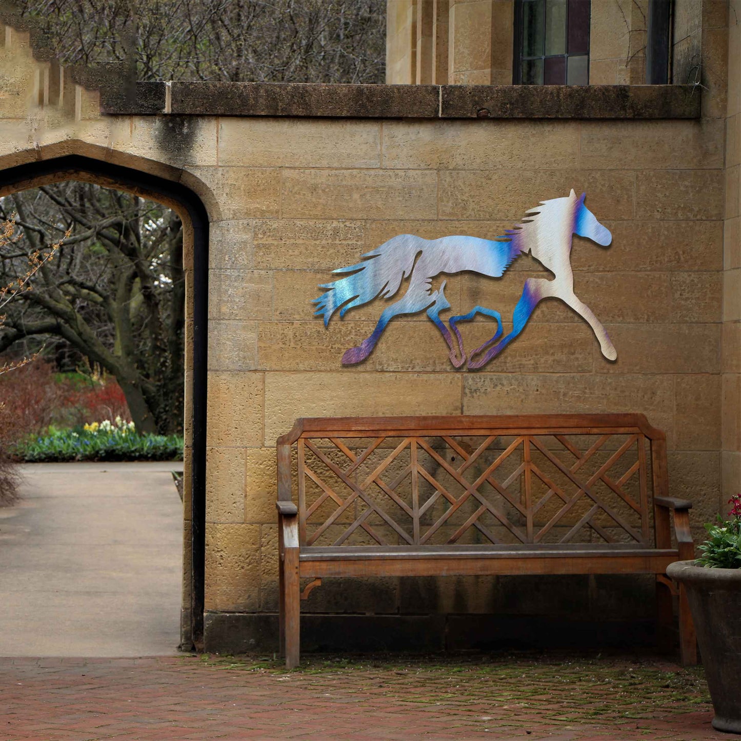 Rusted Metal Galloping Horses, Horse Wall Art, Rusted Garden Art