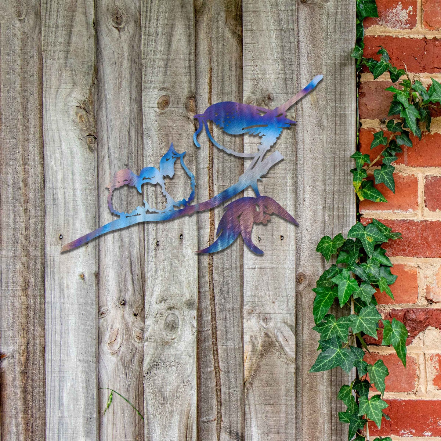 Rusted Metal Birds on a branch, Garden gift Decor Metal Birds gift