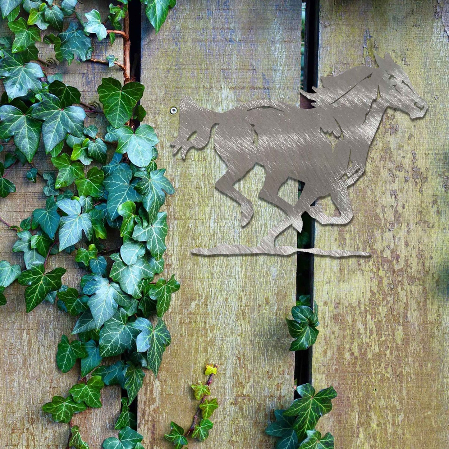 Rusted Metal Horse, Running Horse Wall Art, Rusted Garden Art