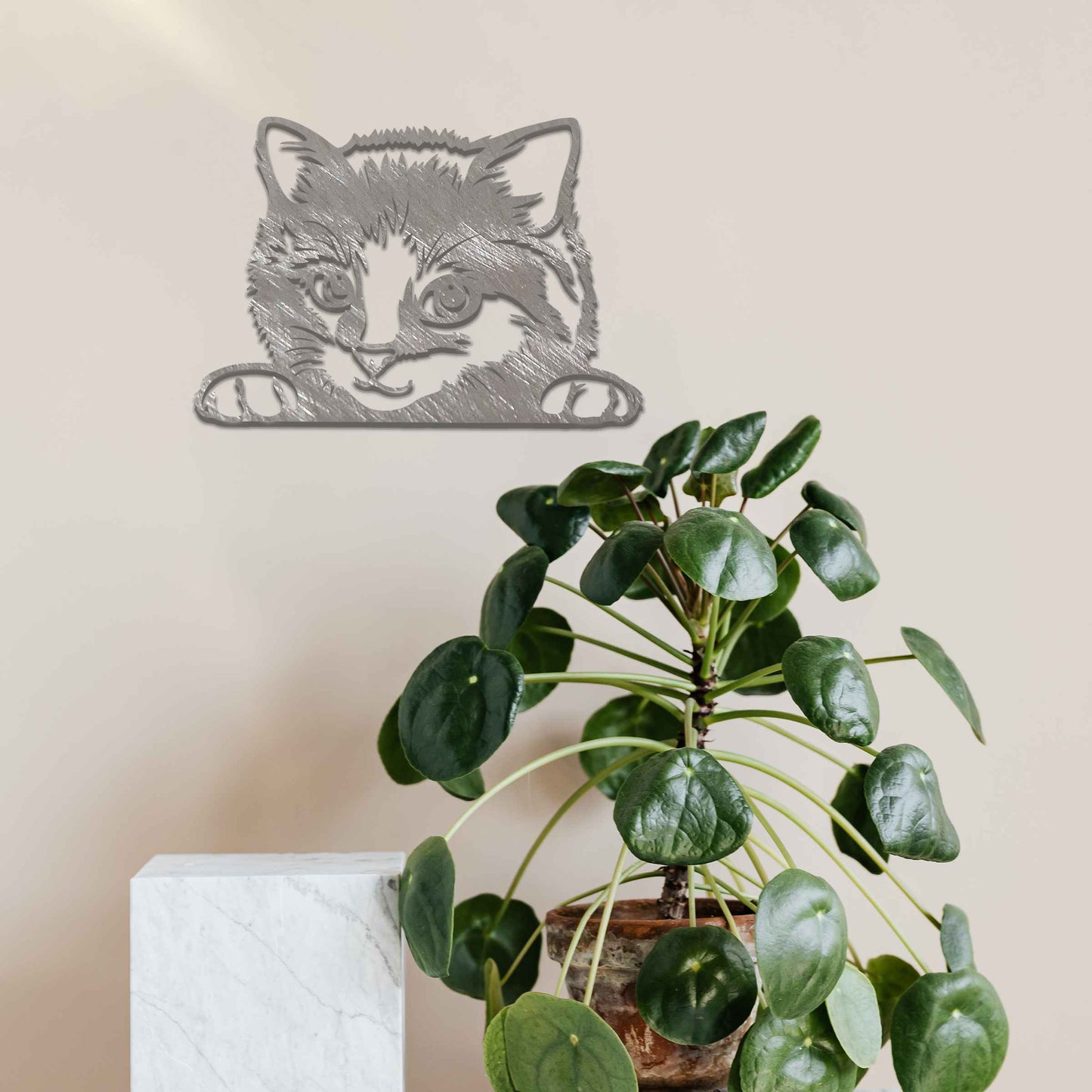 Metal Peaking Cat, Rustic Cat Wall Decor, Cat gift, Rusty Cat Gift