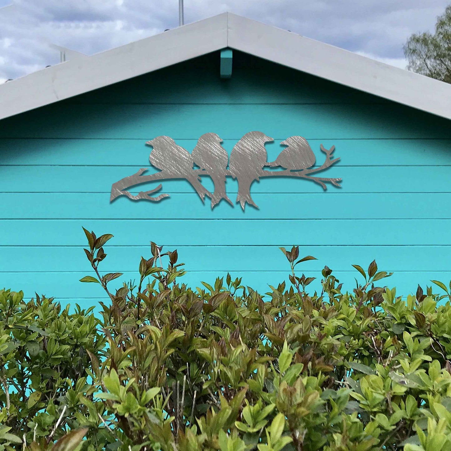 Small Metal Birds on a branch, Unique Garden gift, Rusted Metal Garden Art