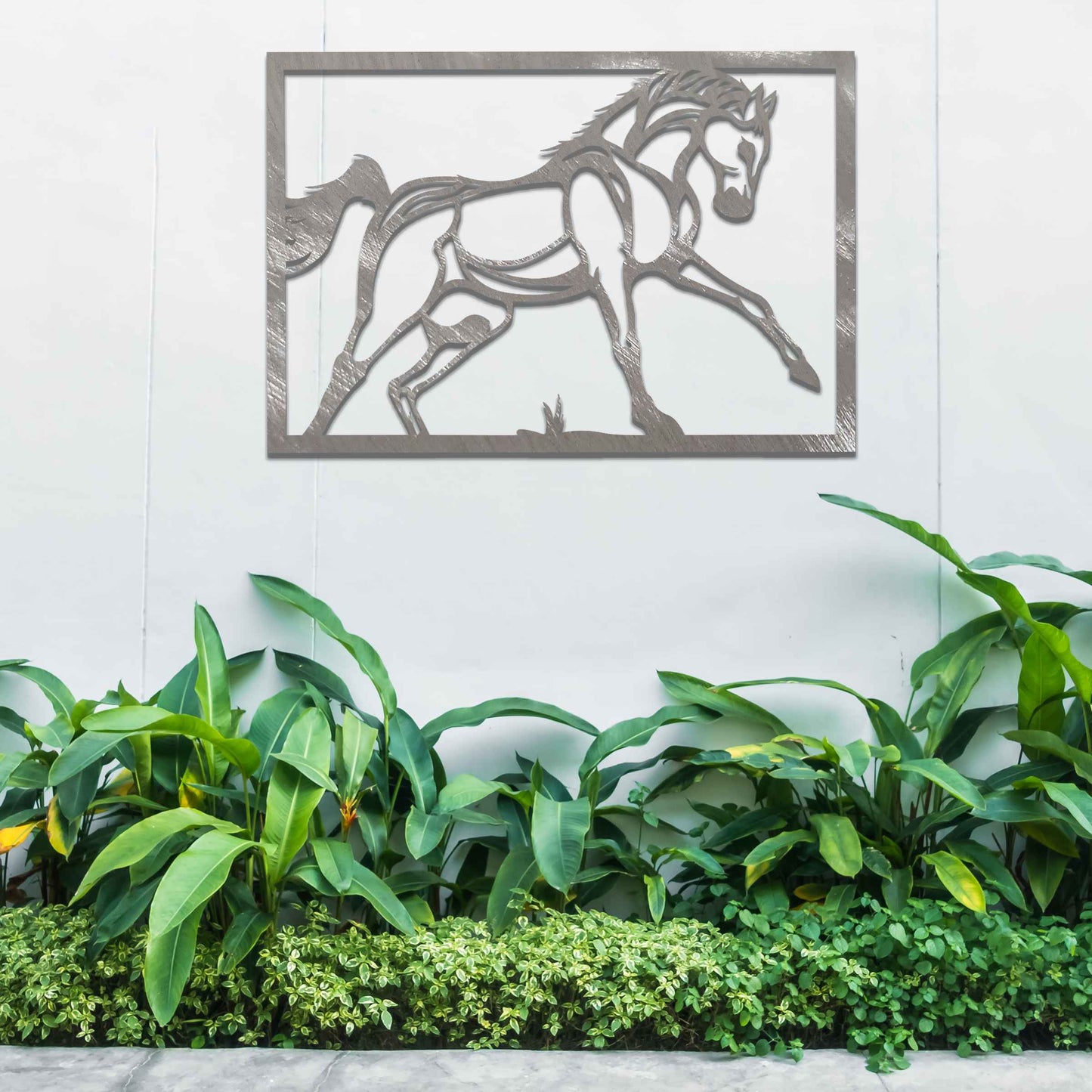 Rusted Metal Horse in Frame, Horse Wall Art, Equestrian Art