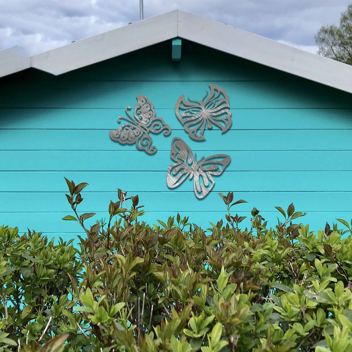 Set of 3 Rusted Metal Butterflies, Rusty Metal Garden Decor