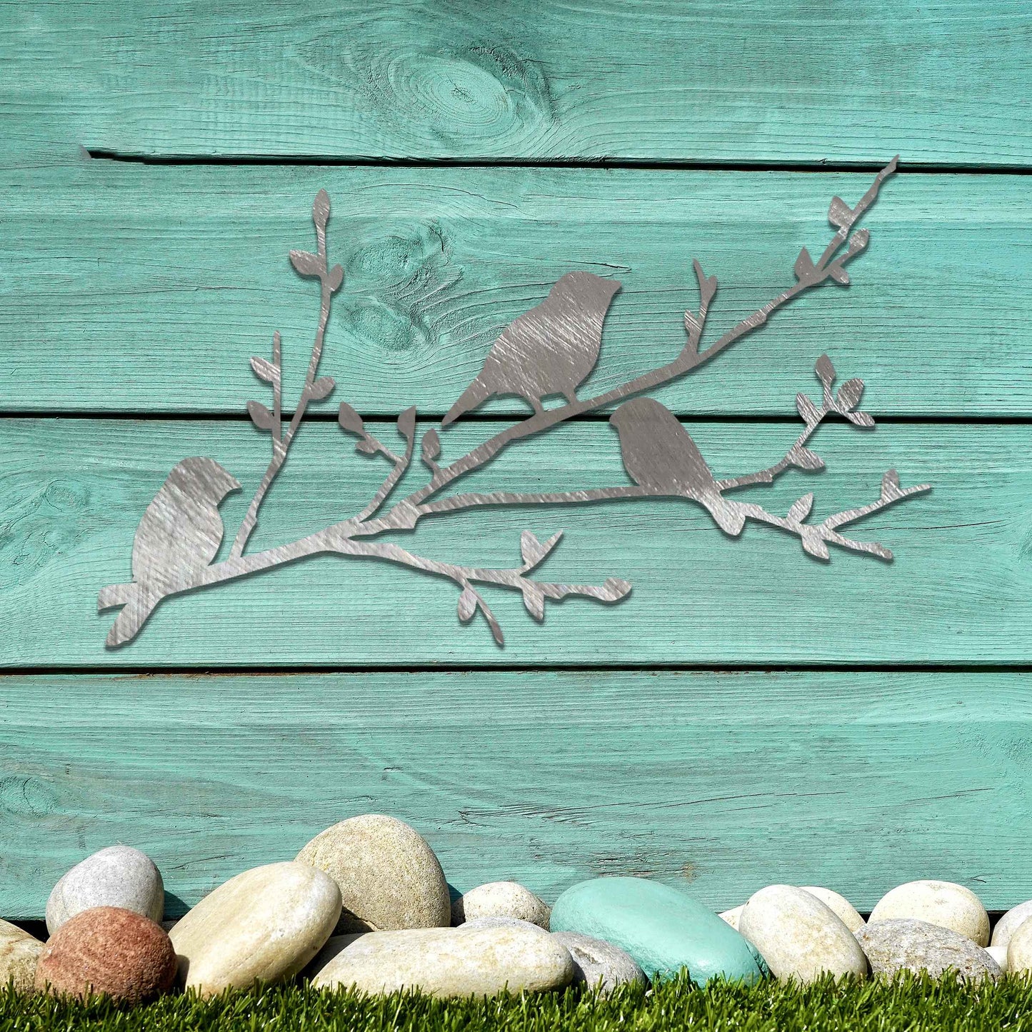 Rusty Metal Birds on a branch, Unique Garden gift, Song bird Metal Garden