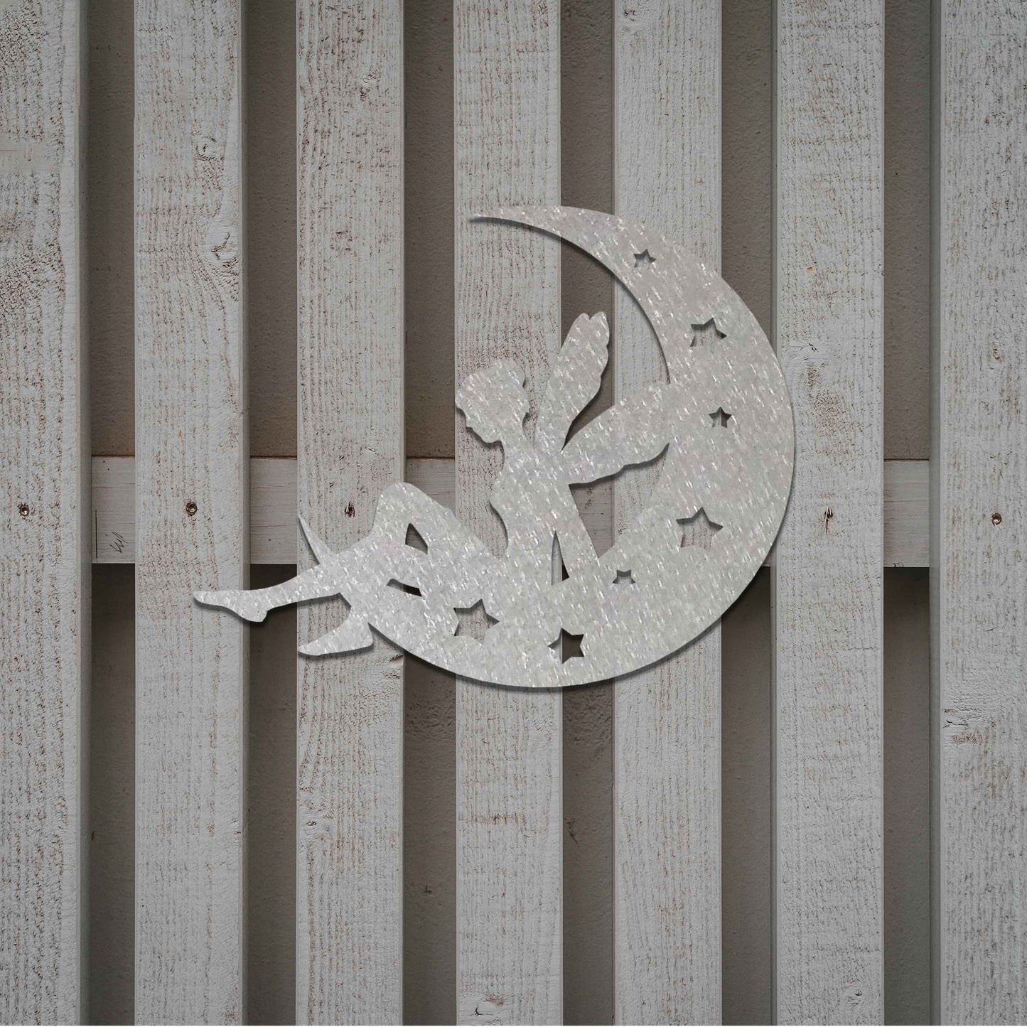 Metal Fairy on Moon Wall Art, Fairy Wall Decor, Rusted Metal Wall Decor