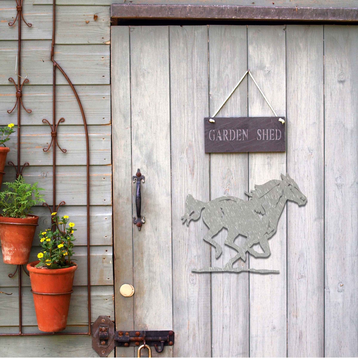 Rusted Metal Horse, Running Horse Wall Art, Rusted Garden Art