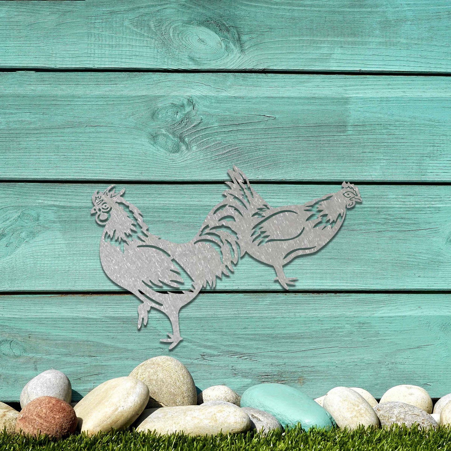 Rusty Hen, Chicken Garden Decor, Chicken and Rooster Set gift