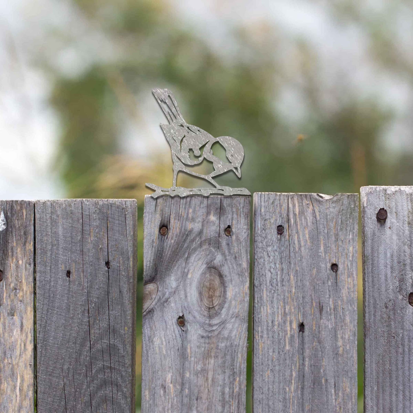 Rusty Metal Robin, Small Garden Bird Fence Topper, Wild Bird Art