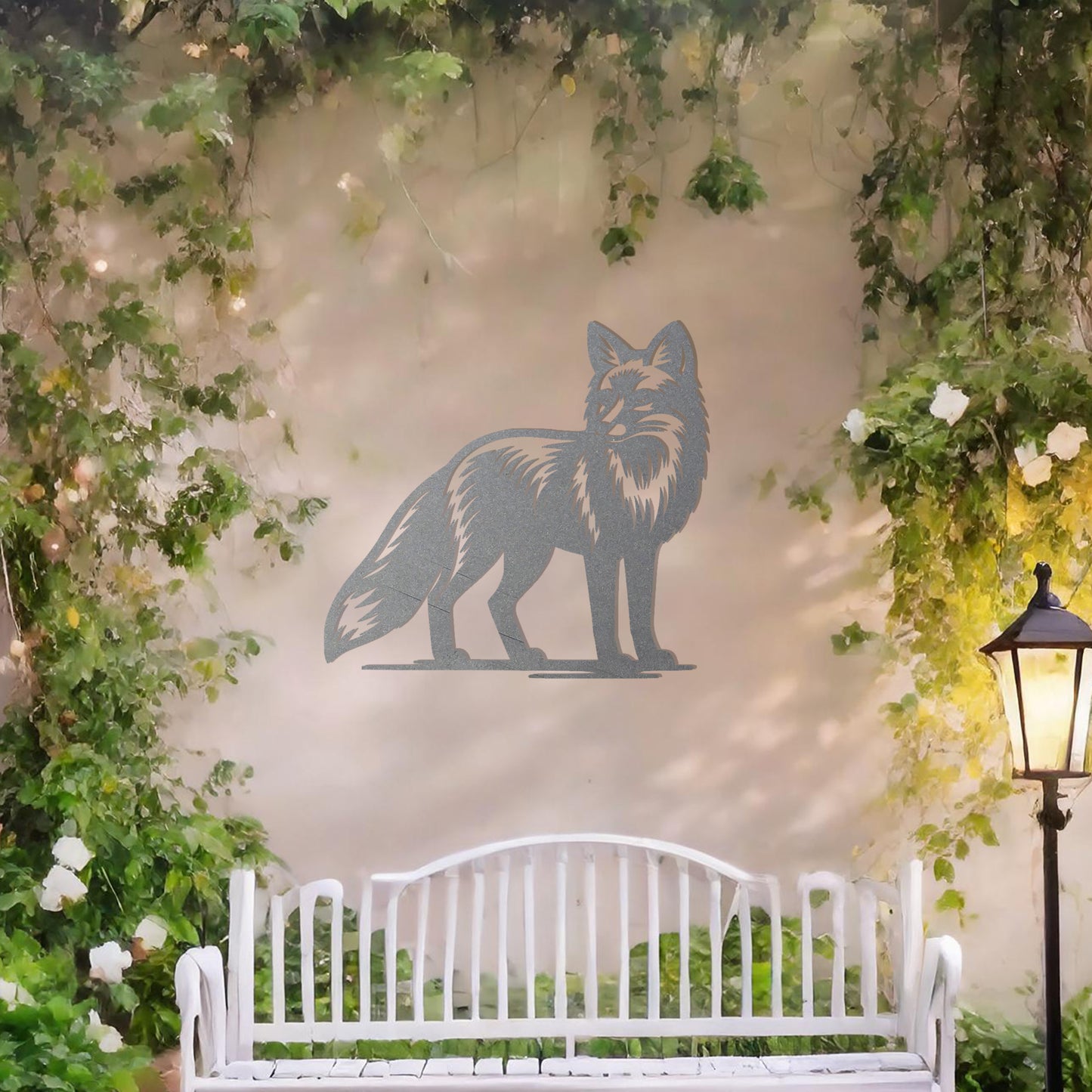 Majestic Fox Metal Wall Art - Elegant Garden Decor Gift for Her