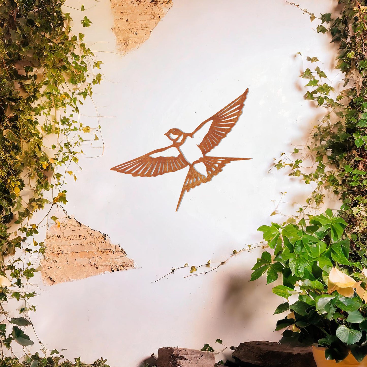 Flying Bird Metal Garden Wall Art - Elegant Outdoor and Indoor Decor Gift