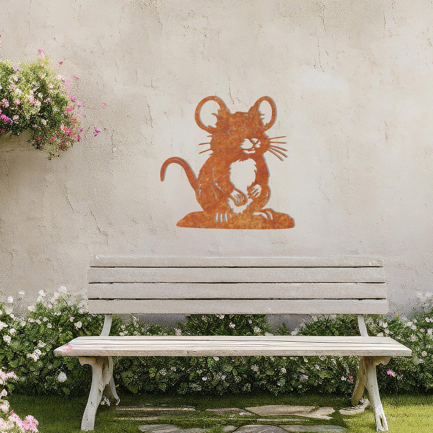 Adorable Mouse Metal Wall Art - Whimsical Garden Decor Gift for Mom