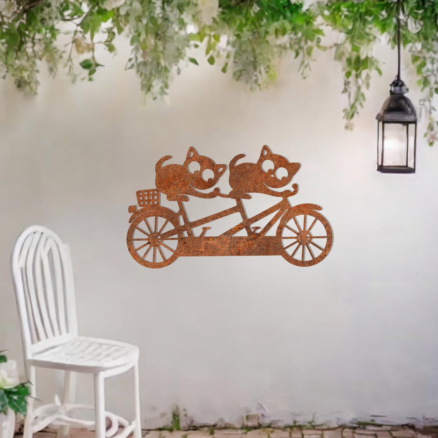 Playful Cats on Tandem Bike Metal Wall Art - Fun Decor Gift for Cat Lovers