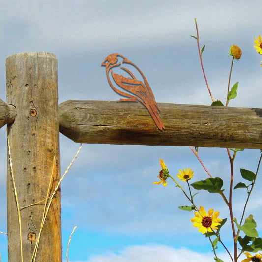 Rustic Goldfinch Bird, Unique Garden Fence Topper, Garden Art