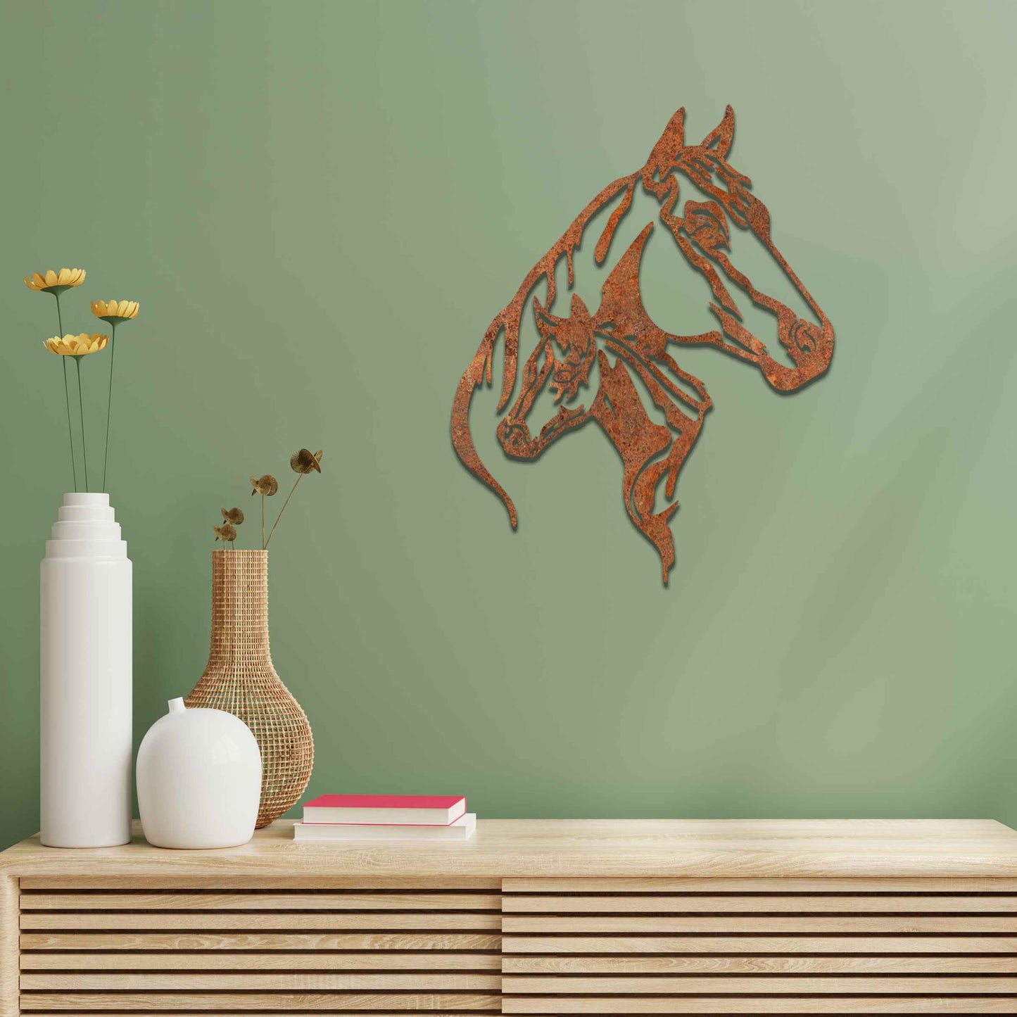 Rusted Metal Horses Decor, Animal Wall Art, Rusted Garden Art