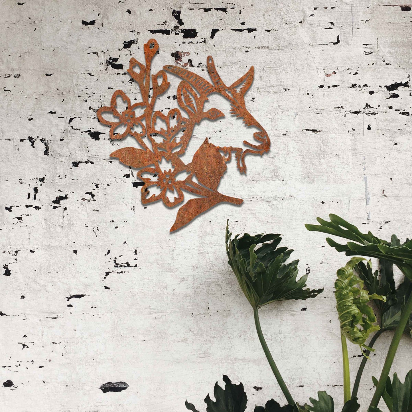 Rusty Goat Head Decor, Goat Garden Gift, Rusty Metal Goat Wall Decor