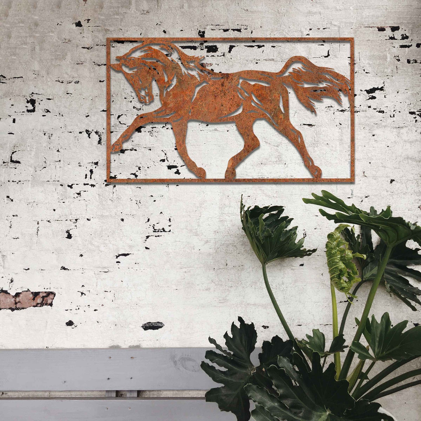 Rusted Metal Horse, Unique Horse Wall Art, Rusted Garden Art