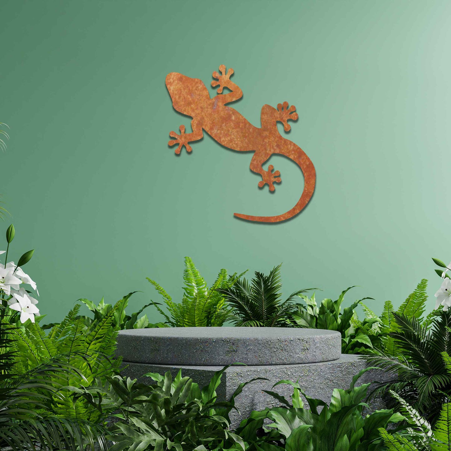 Rusty Metal Leopard Gecko Wall Decor, Gecko Garden Wall Sculpture