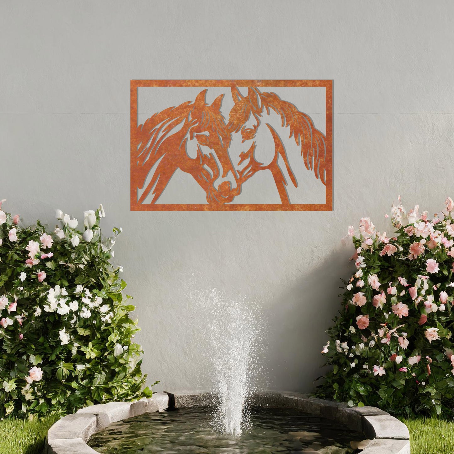 Horse Pair Metal Wall Art - Elegant Equestrian Decor Gift for Horse Lovers