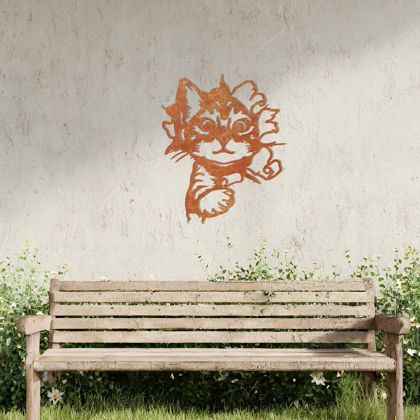 Curious Kitten Coming Out from The Wall Effect - Metal Wall Art - Perfect Gift for Cat Lovers