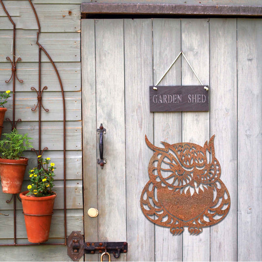 Metal Owl Garden Decoration, Gift for Garden, Unique Decor, Rusted Metal Owl