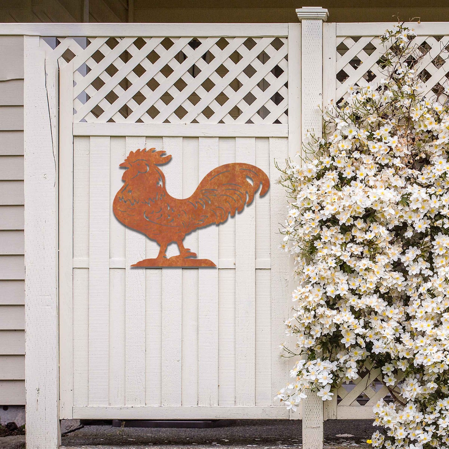 Rusty Rooster Decor, Metal Cockerel Garden Decor, Metal Chicken gift