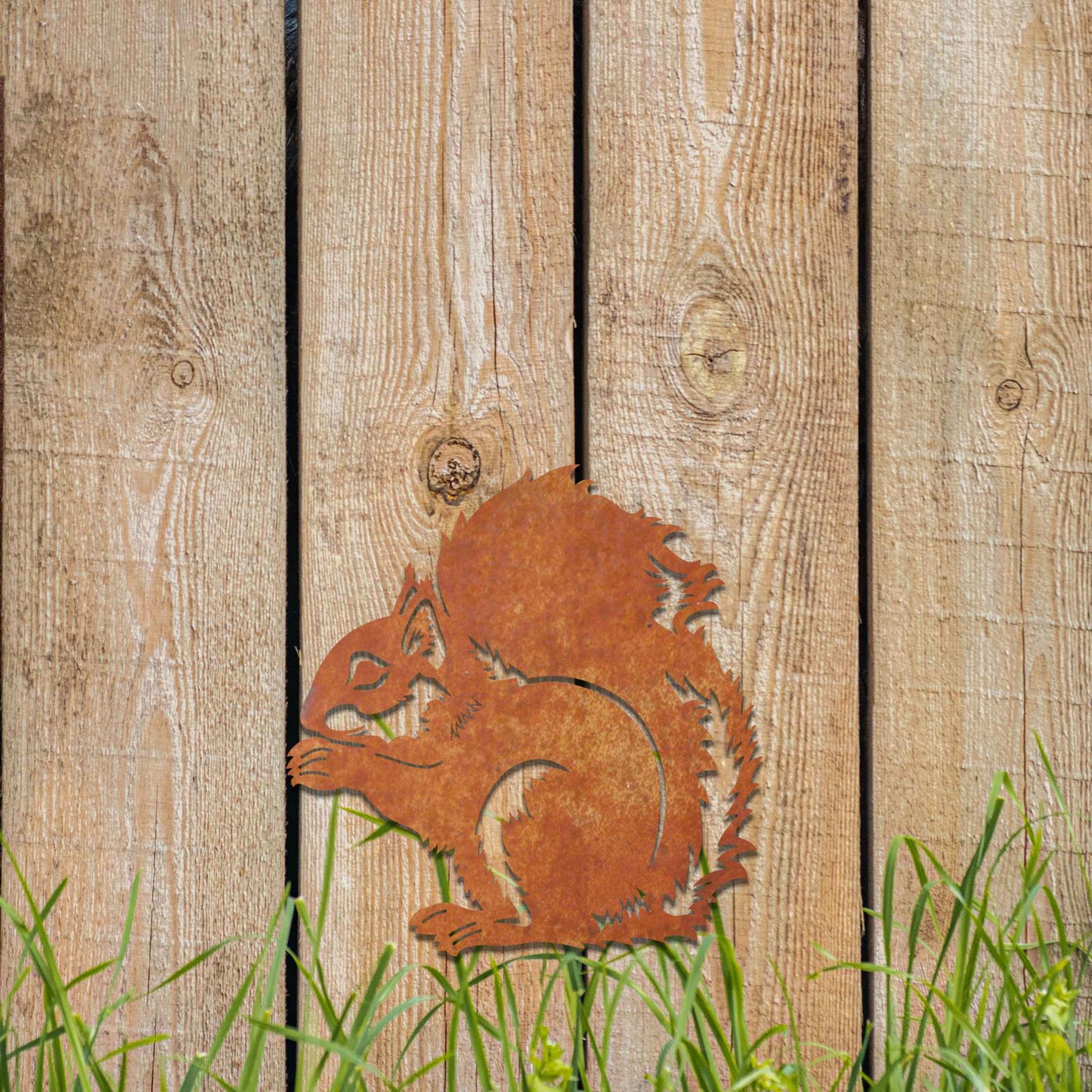 Rusty Metal Sitting Squirrel, Metal Garden Ornaments, Large Metal Art