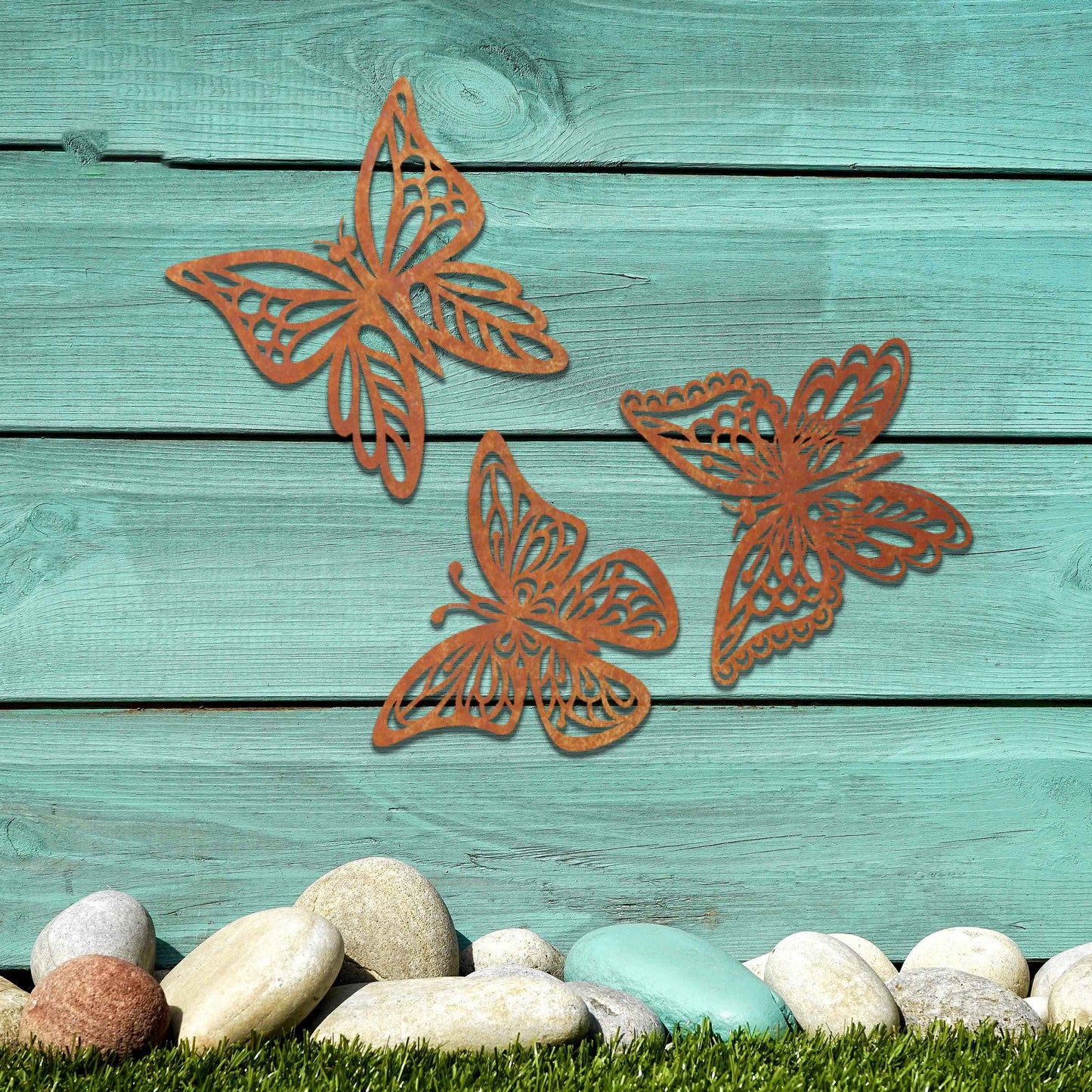 3 Rusted Metal Butterflies, Rusty Metal Garden Decor, Garden Gifts,