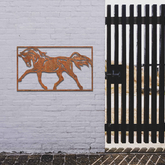 Rusted Metal Horse, Unique Horse Wall Art, Rusted Garden Art