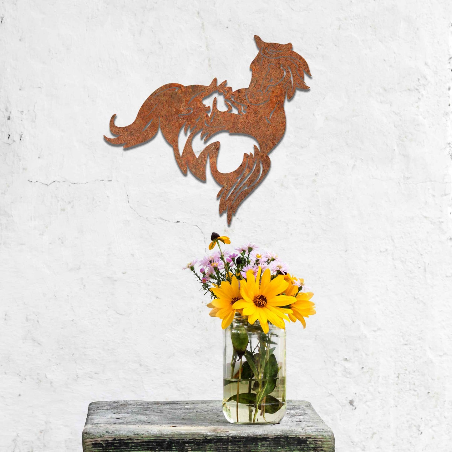 Rusted Metal Horses, Unique Horse Wall Art, Rusted Garden Art, Rusty Decor