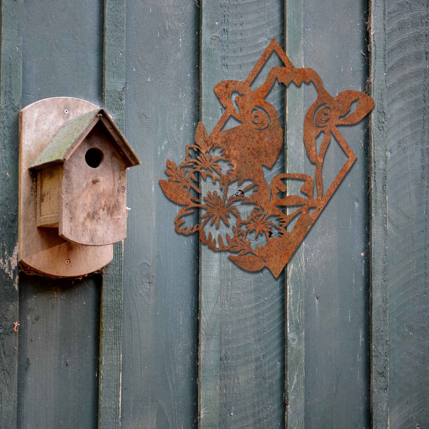 Cow Garden Decor, Cow with Flowers Gift, Rusty Metal Cow Art