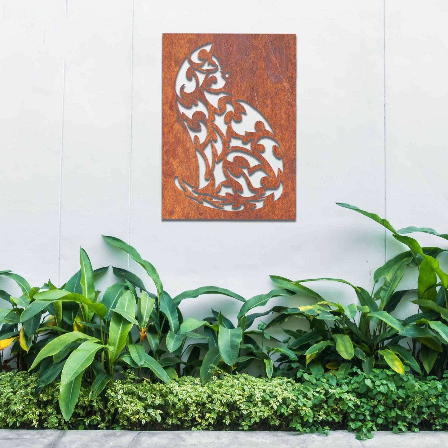 Rusty Cat Portrait Garden Decor, Metal Cat Garden Gift, Rusty Metal Cat Art