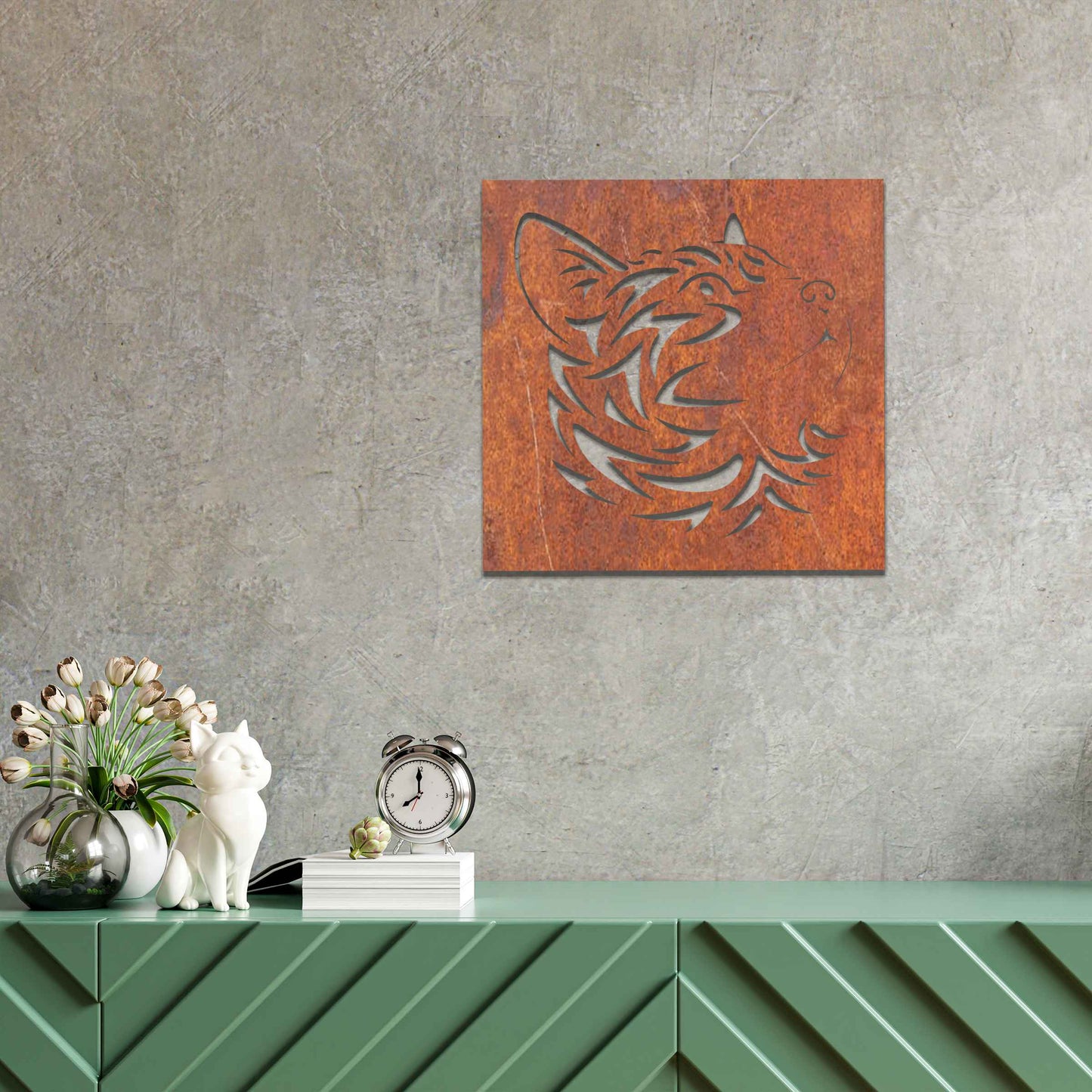 Metal Mandala Cat Portrait, Rustic Cat Wall Decor, Cat gift, Rusty Cat Gift