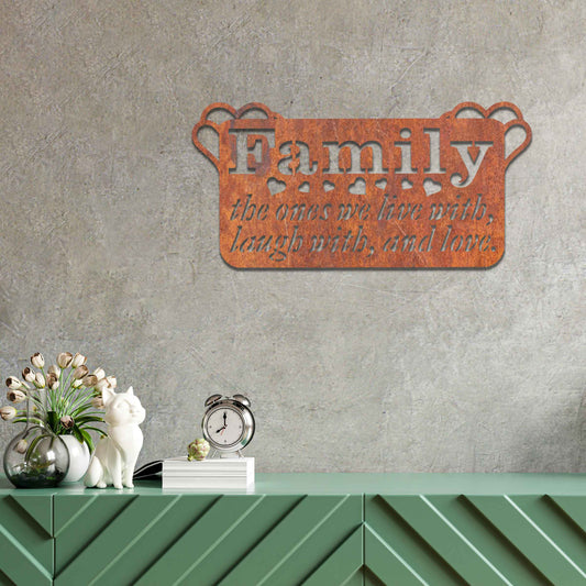 Metal Family Sign Decor, Rusty Metal Wall Art, Metal Family Love Sign