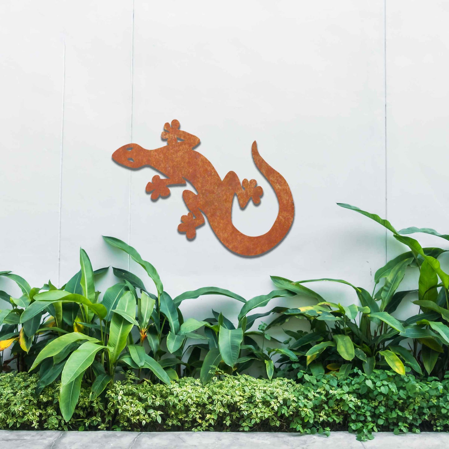 Rusty Metal Lizard Wall Decor, Unique Lizard Garden Wall Sculpture