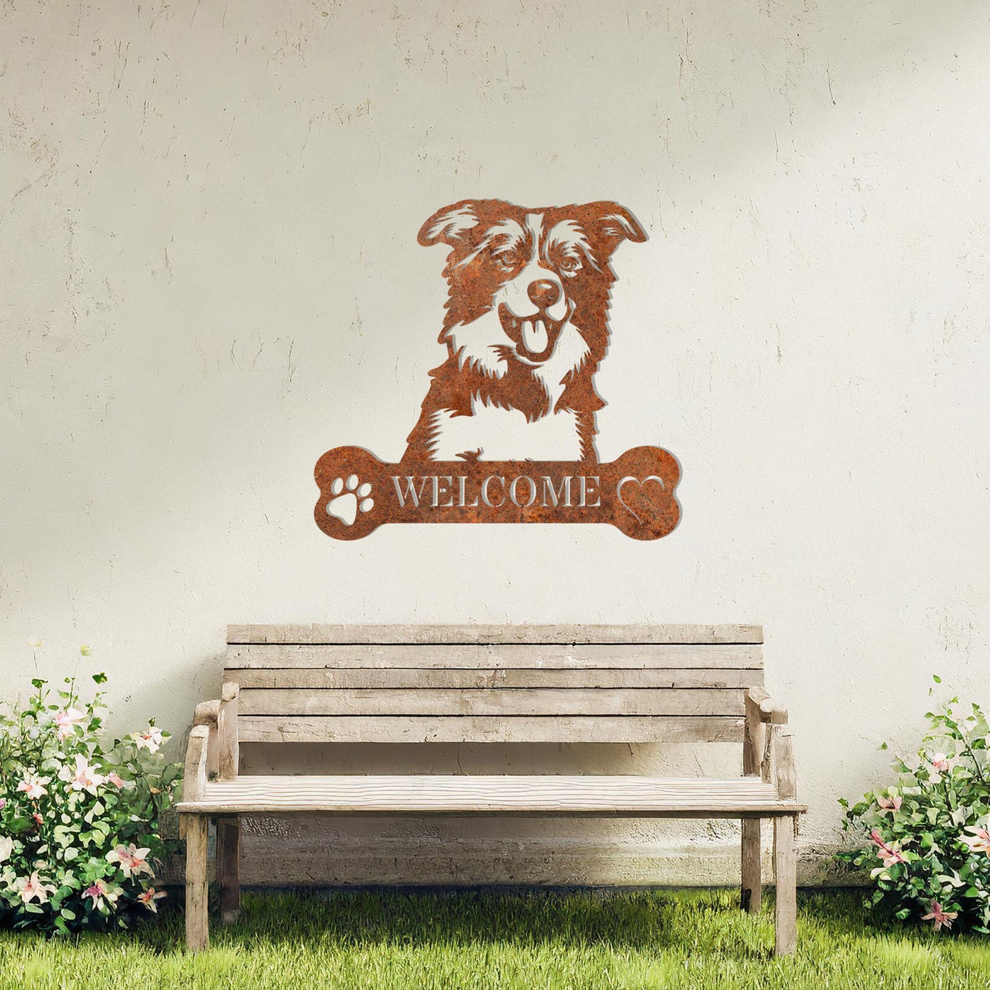 Border Collie Welcome Wall Art - Dog Metal Sign