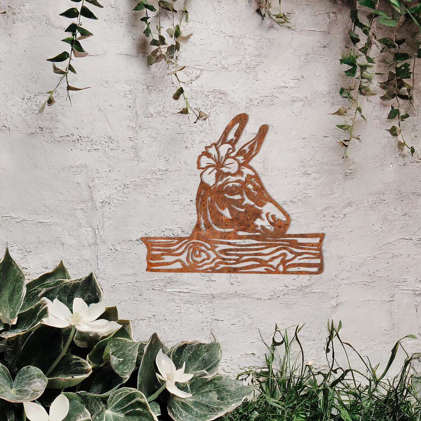 Floral Donkey Metal Wall Art - Charming Gift for Rustic and Farmhouse Decor