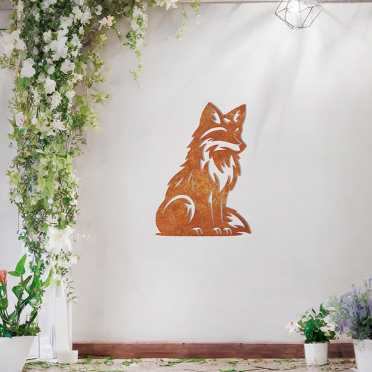 Sitting Fox Metal Wall Art - Perfect Gift for Animal Lovers and Home Decor