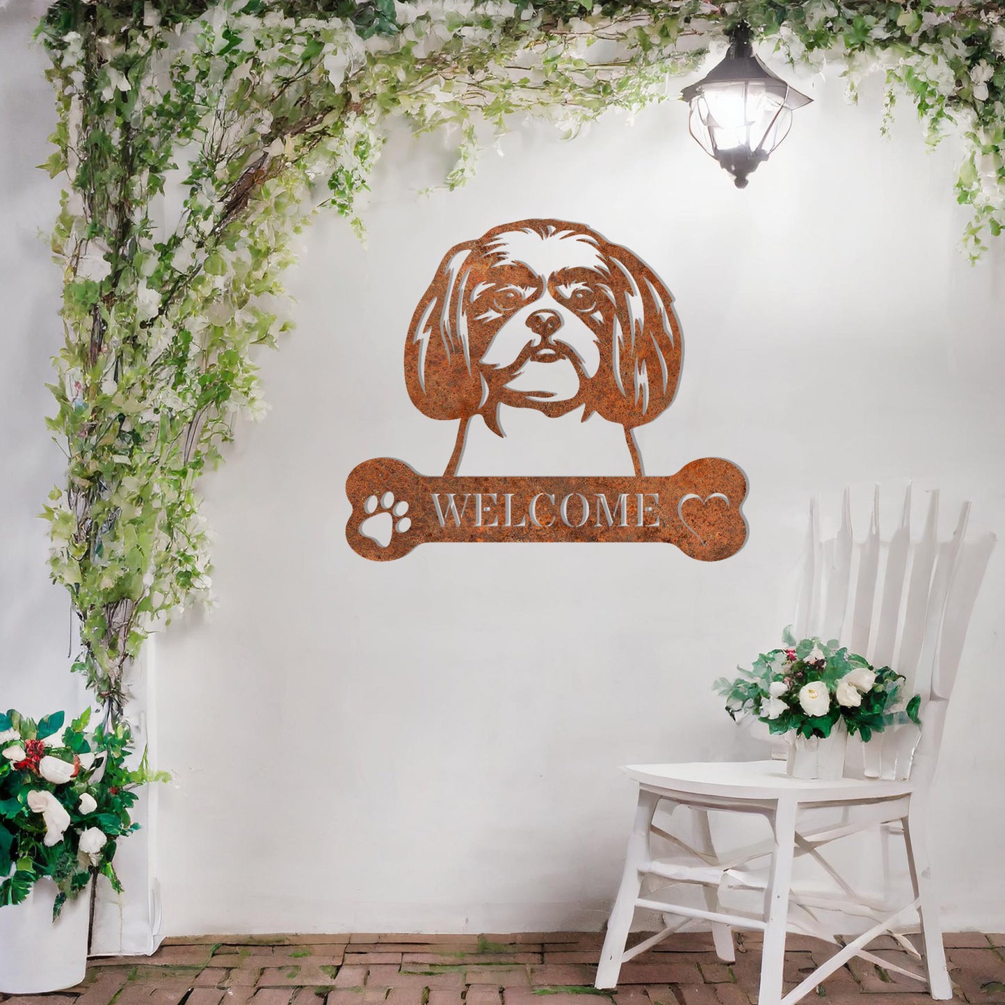 Shih Tzu Metal Welcome Sign - Dog Wall Art Gift Decor