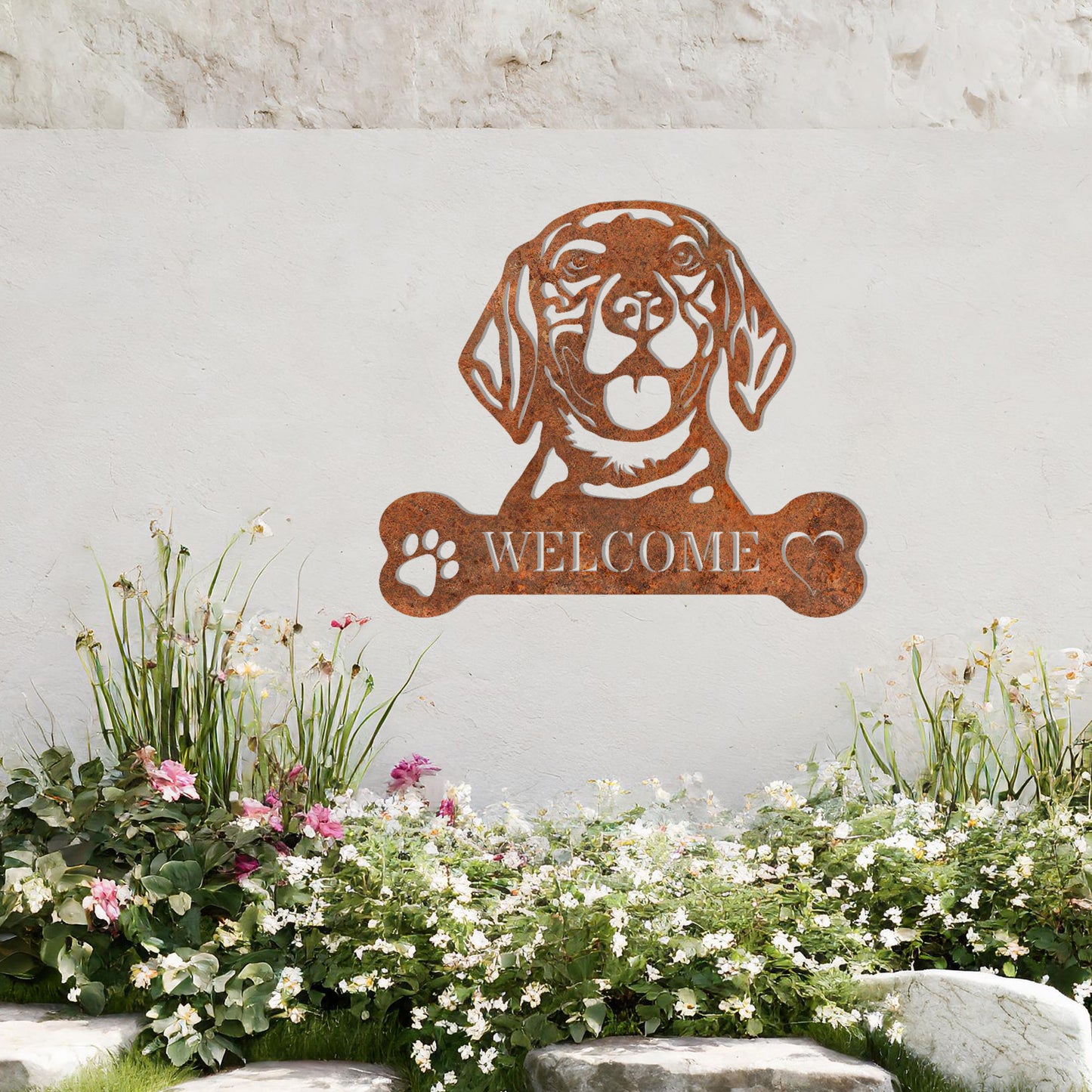 Beagle Metal Welcome Sign - Dog Hanging Wall Art Gift Decor