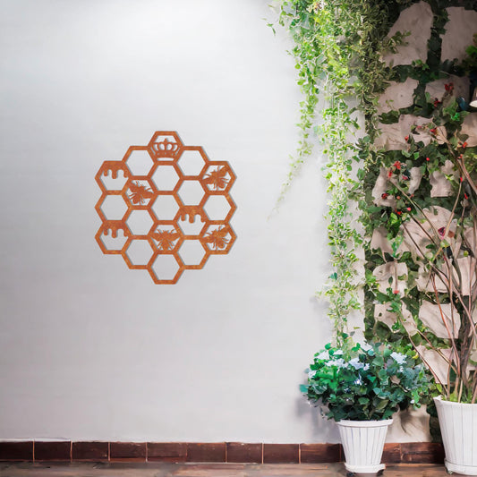 Elegant Bee and Honeycomb Metal Wall Art - Unique Gift for Home and Garden