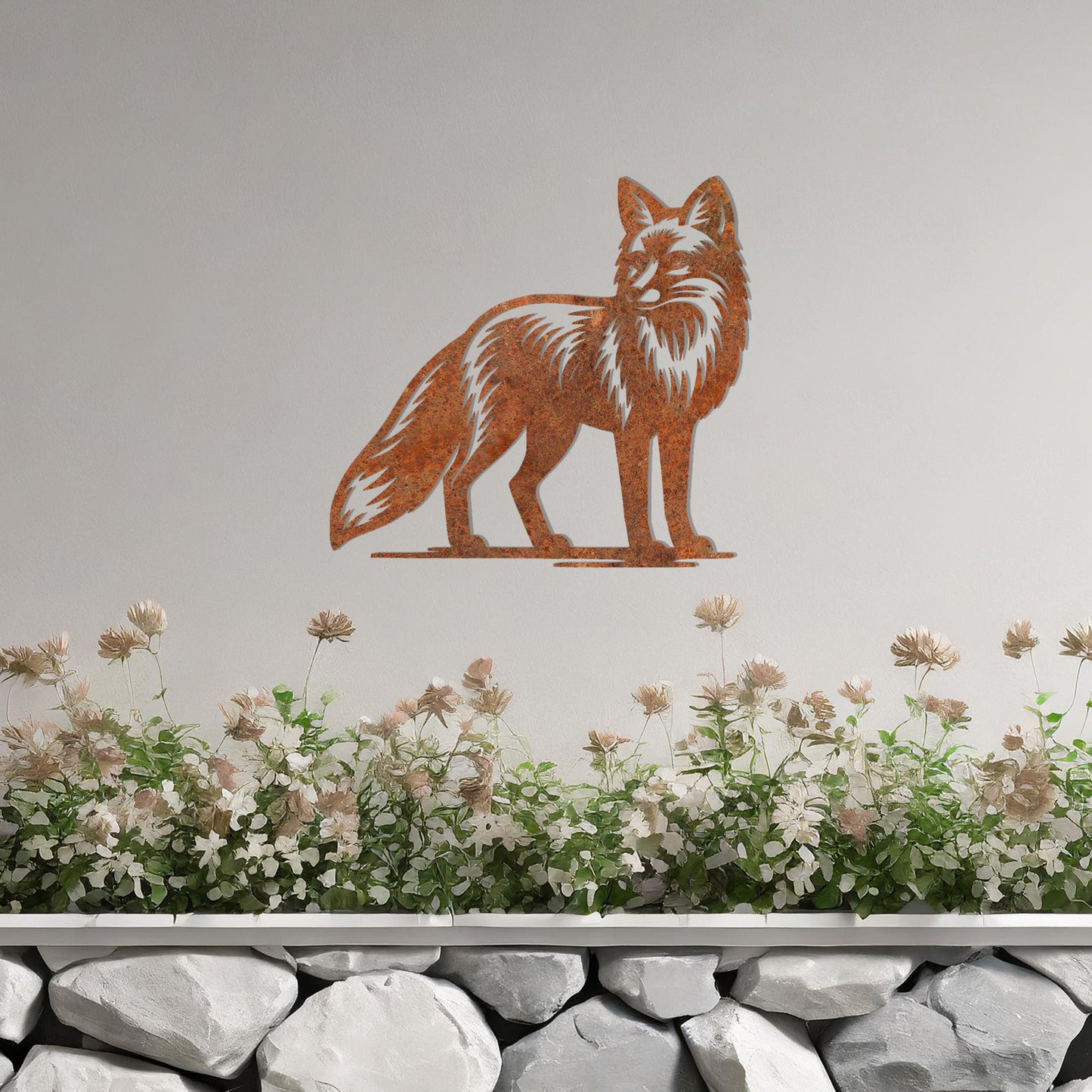 Majestic Fox Metal Wall Art - Elegant Garden Decor Gift for Her